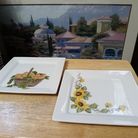 CANOPY Porcelain White Square Plate Set,Size 8.5” Vintage Plates Art Set. 💐 - Picture 2 of 13